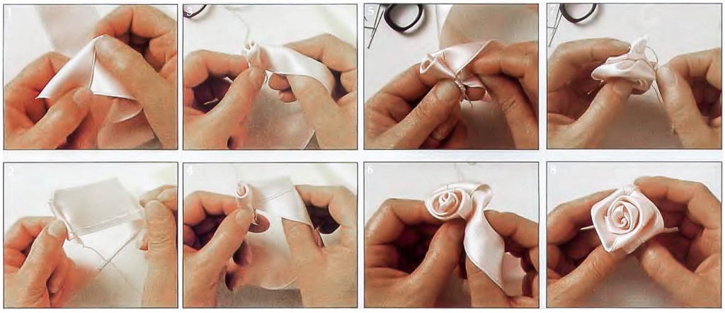 Как сделать розы из ткани поэтапно фото